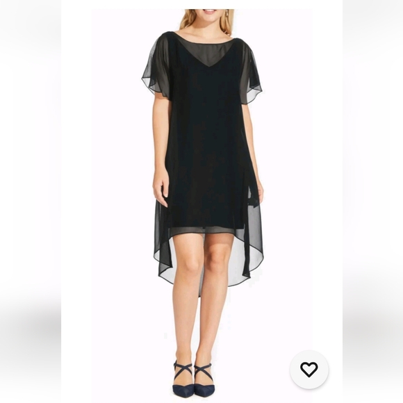 Adrianna Papell Dresses & Skirts - Adrianna Papell Women Black Chiffon Overlay Cocktail Dress XS Sheer NWT